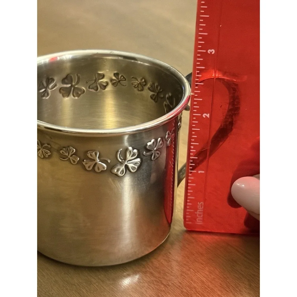 VTG Reed & Barton Silver Plate Christening Baby Child's Cup Shamrock Design